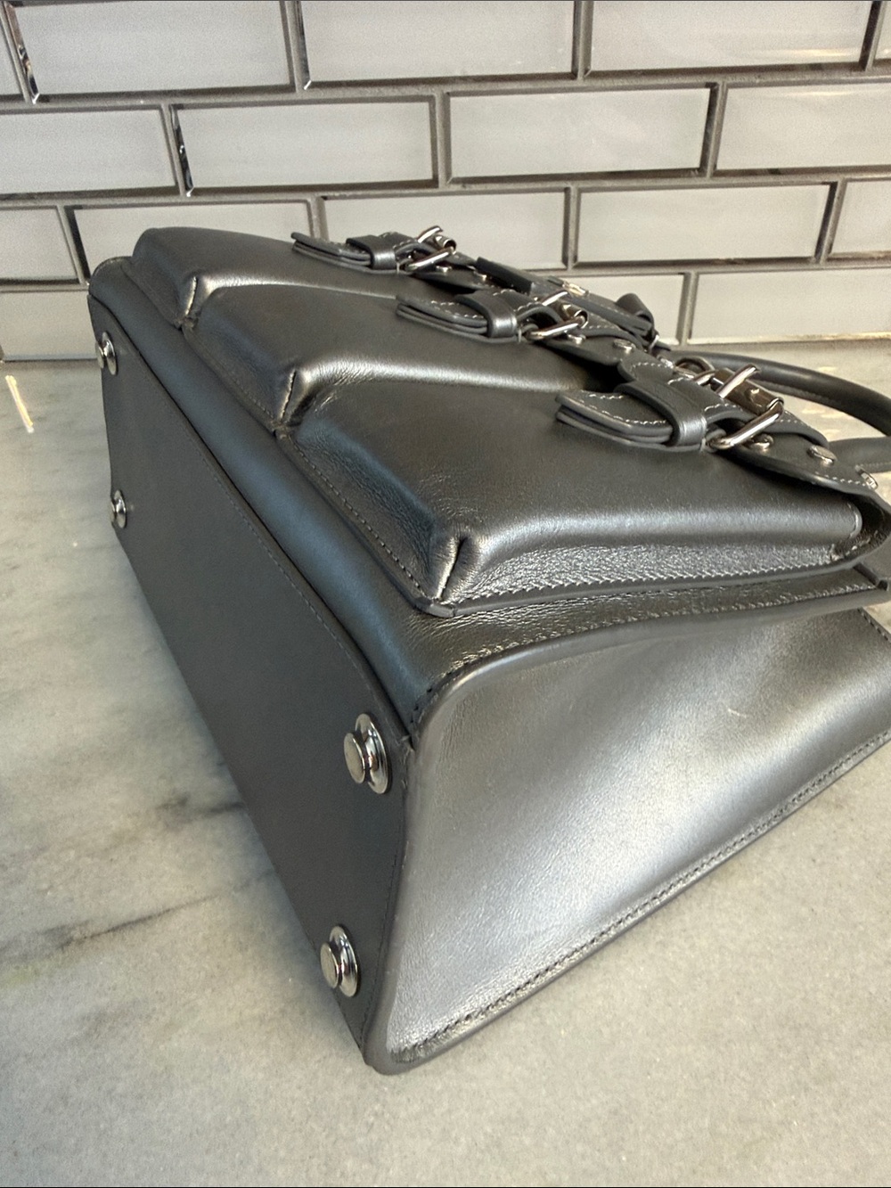 Louis Vuitton Metallic Gunmetal Gray Calf Leather City Steamer PM - Picture 5 of 16